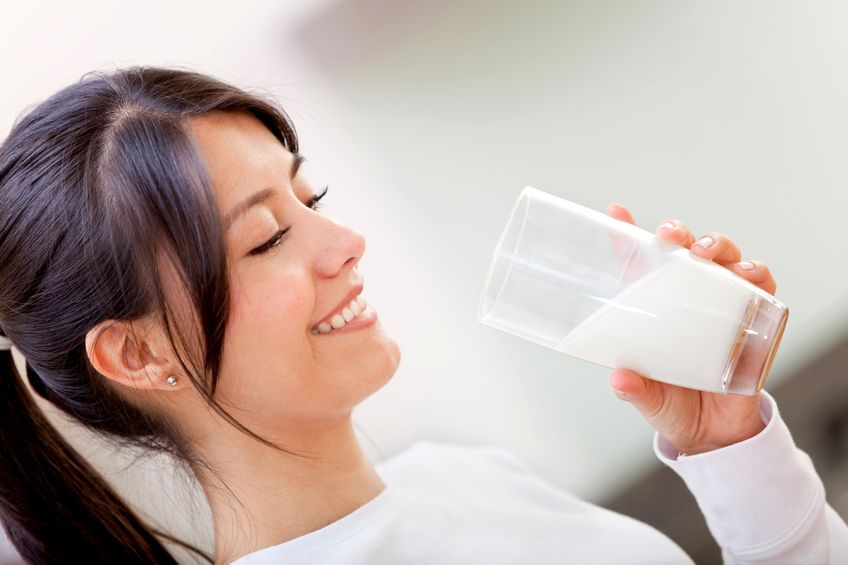 lady drinking milk