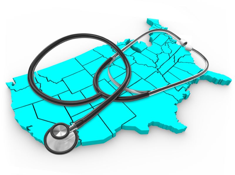 stethoscope on map